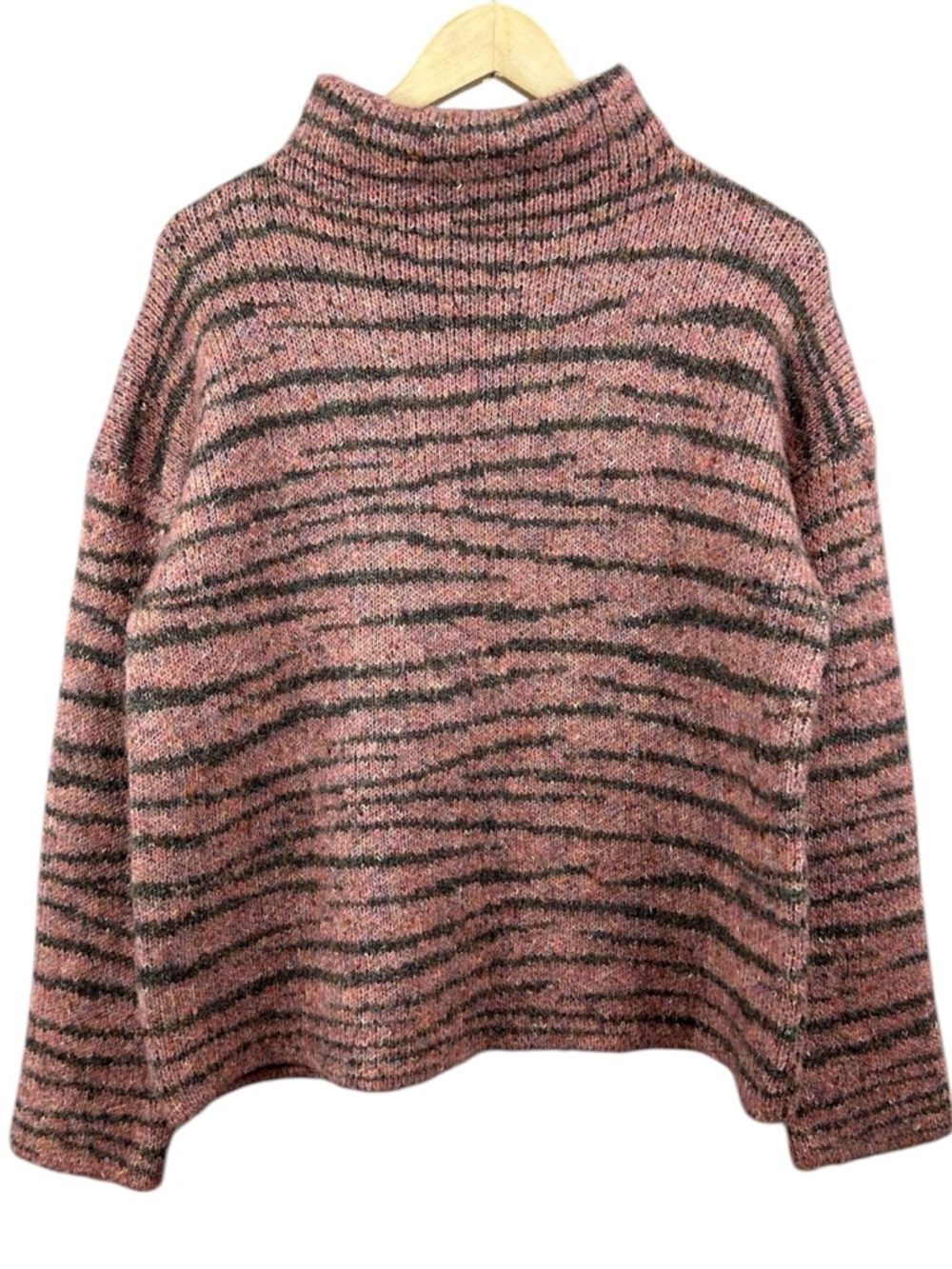 White Stuff Knit Mock Neck Fuzzy Knit Sweater Size Large